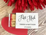 10 white Matchbox cover Wedding favour Sticker labels personalised perfect match