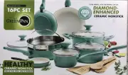 Greenpan Rio 16pc Ceramic Nonstick Cookware Set, Turquoise
