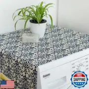 Bringsine Cotton Linen Table Cloth Cover Fabric Vintage Navy Damask Decorativ
