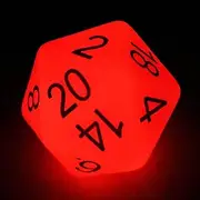 Bescon Jumbo Glowing D20 38MM, Big Size 20 Sides Dice Red Glow in Dark, Big 20 Faces Cube 1.5 inch