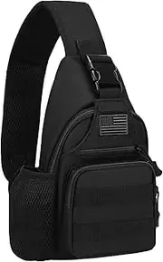 [ZHIERNA] Tactical Sling Crossbody Backpack with Water Bottle Holder, Military Shoulder Sling Chest Bags with USB Charging Port