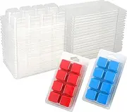 MILIVIXAY 50 Packs 8 Cavity Cubes Clamshells- Wax Melt Containers for Tarts- Clear Empty Plastic Wax Melt Molds.