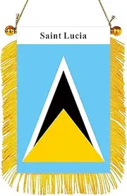 Saint Lucia Flag Rearview Mirror Banner, 4x6 inches