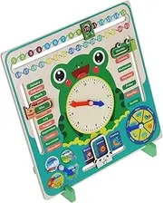 HAWILLOSCH Frog Shape Wooden Learning Clock Boys and Calendar Toy Educational Toys Early Learning