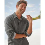 $118 Tommy Bahama Sea Glass Breezer Linen Long Sleeve Shirt, Coal, 3XLT