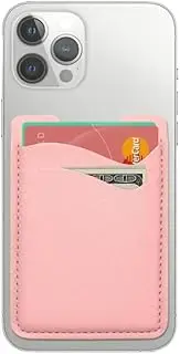Phone Wallet Stick ON,Credit Card Holder for Phone Case,Leather Wallet Phone Case,Stick On Cell Phone Wallet Compatible with iPhone Samsung Android Cell Phone Card Holder, 【1 Pack Pink】