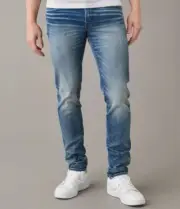 American Eagle AE AirFlex+ Distressed Skinny Jean 31x34 Blue Tides