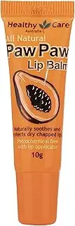 Healthy Care Paw Paw Lip Balm - Infused with Papaya Seed Oil - Natural and Nourishing Protection For Dry, Chapped Lips - Petrochemical Free - 10g - Orange Colour