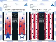 2 Pairs of Sunlounger Towel Clips American Flag Stars & Stripes Shooting Stars