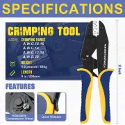 Open Barrel Crimping Tool for Non-Insulated Terminals Ratchet Wire Crimper
