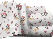 Pointehaven Flannel Deep Pocket Sheet Set with Oversized Flat Sheet, King, Penguin