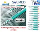 No:23 SURGICAL SCALPEL HANDLE & BLADE DISPOSABLE SWEDISH STAINLESS STEEL X 10