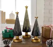 NIB Set of 3 Black Illuminated Starry Night Trees by Valerie - FREE SHIPPING