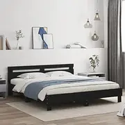 Modern Bed Frame with RGB LED Lighting, Engineered Wood, King Size 183x203 cm, Black, Sturdy Support, USB Connector, Customizable Base