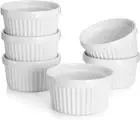 8 Oz Ramekins Set of 6, Creme Brulee Ramekins Oven Safe, Porcelain Ramiken Set,