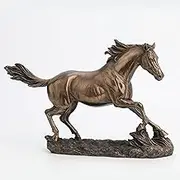 13.63 Inch Horse Cantering on The Grassland Cold Cast Bronze Figurine