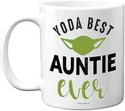 Auntie Birthday Gifts - Yoda Best Mug - Best Auntie Mugs, Happy Birthday Aunty Gift, Special Aunt Gifts for Christmas, Funny Xmas Tea Coffee Cup Cups, 11oz Ceramic Dishwasher Microwave Safe Mugs
