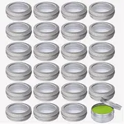 Fabselection Aluminum Tin Jar, 24 Pcs Tin Storage Jar, Round Cans with Lid, 30 ml Refillable Containers Clear Top Metal Containers Screw Tops for Candles, Crafts, DIY, Lip Balm, 1 Oz