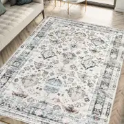 Marlow Floor Rug Vintage 6mm Short Pile Washable Area Rugs Plush TPR Non Slip