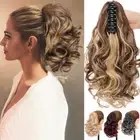 NATURAL THICK Srtaight Layer Curly Claw Ponytail Clip In Hair Extension As Human