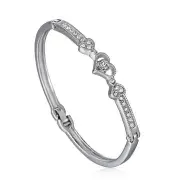 3PCS Elegant Silver Crystal Heart Shaped Bracelet Bangle For Women