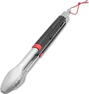 [weber] BBQ Barbecue Tongs Stainless Steel Locking Extra Long Tongs for Barbecue, Grilling, Frying, Cooking, Draining Wide Scalloped Gripping Edge Dishwasher Safe Grilling Tools & Accessories