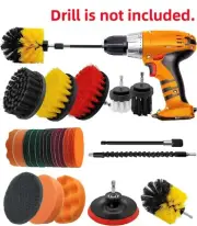 23pc Drill Brush Cleaning Set Power Scrubber Pad Sponge With Extend Attachment