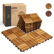THYOI 10 Pcs Interlocking Deck Tiles 12" x 12", Patio Flooring Outdoor Waterp...