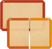 3 Pcs Silicone Baking Mat for Baking Sheet, Reusable baking supplies, Non-stick