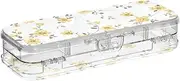 [Amooorous] Yellow Crushed Flower Designed Plastic Pencil Box 2 Layer Hard Boxes Pens Case For Craft Art With Snap And Lid