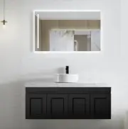 HAMPTON CABINET - MATTE BLACK SHAKER DOOR VANITY 1200X455X445