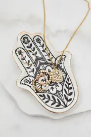 White Christmas Hamsa Hand Trinket Dish - Size ONE, Women's Gift