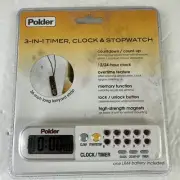 Polder 3-in-1 Timer, Clock & Stopwatch 898-90 Multi-Function Tool w Lanyard 2012