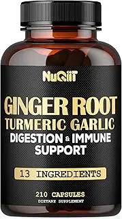 Ginger Supplements Capsules with Turmeric Curcumin, Garlic Bulb with Immune System & Digestive Health Blend as Berberine HCl, Echinacea - 210 Capsules