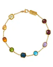 Ippolita 18K Yellow Gold Rock Candy Multi Gemstone Mixed Cut Bezel Link Bracelet