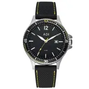 ADI Silver Dive Watch 50M Casual, Sports, Tactical ,with Black Silicone Strap
