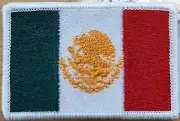 Mexico MEX Flag Patch W/ VELCRO® Brand Fastener Gold Eagle Version White Border