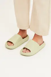 Green Chunky Moulded Slide - Size L, Women's Shoes