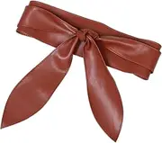 [Baluue] Elegant Waist Belt For Women Soft Fake Leather Wide Waist Wrap Long Ribbon Tie Belt For Dresses Coats And Party Outfits Decorative Belt For Ladies