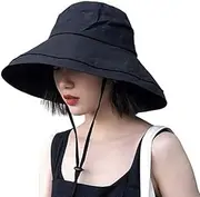 [outret] Wide Brim Bucket Hat - UPF50+ Protection Travel Beach Sun Hat with Semi-Rigid Adjustable Foldable Brim Black