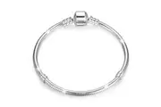 Solid 925 Sterling Silver Pandora Inspired Barrel Clasp Snake Chain Bracelet