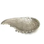 Decorative Metal Bowl Angel Wing Silver 14 x 8” Nate Berkus
