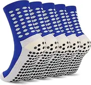 [Ultrafun] 5 Pairs Kids Youth Grip Soccer Socks Cushioned Non Slip Football Basketball Sports Socks for Boys Girls