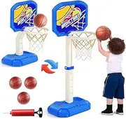 Toddler Basketball Hoop for 1-3, 2 in 1 Indoor & Outdoor Swimming Pool Games Basketball, Adjustable Height Basketball Toy with 3 Balls and Air Pump, Gifts for Kids Boys Girls