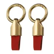 2pcs Car Key Chain Ring Clip, Leather Keychain Key Fob, Gold Tone Red