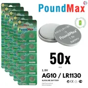 PoundMax AG10 LR1130 Batteries 1.5v Alkaline Battery Combo Pack - 50 Count