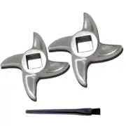2PCS #12 Meat Grinder Blade and Cleaning Brush, Knife Cutter Replacement