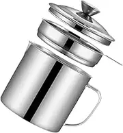 HIAKDOFT 1 Set Stainless Steel Cooking Oil Storage Pot with Fine Mesh Strainer Large Grease Separator Container for Kitchen for Filtering Oil from Fried Foods