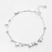 [GASELO] Chain Bracelets,Silver Bracelet,Fashion Bangle,Sterling Silver Bracelet For Women,Women 925 Sterling Silver Bracelet Adjustable Double Chain Stars Bangle Exquisite Ladies Bracelet Fashion Sterling Sil