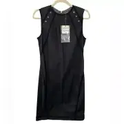 NWT Alexander McQueen McQ Black Denim Dress Sleeveless Exposed Zipper Sz EU 46